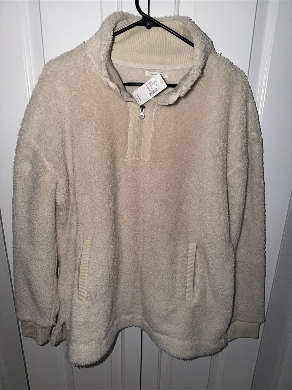 Maurices Cozy Cream Sherpa Quarter-Zip Sweater
